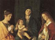 Giovanni Bellini Madonna and Child Between SS.Catherine and Ursula Sweden oil painting artist